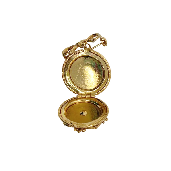 Vintage Mid-Century Victorian Revival Cameo Locket Pendant Bow Pin
