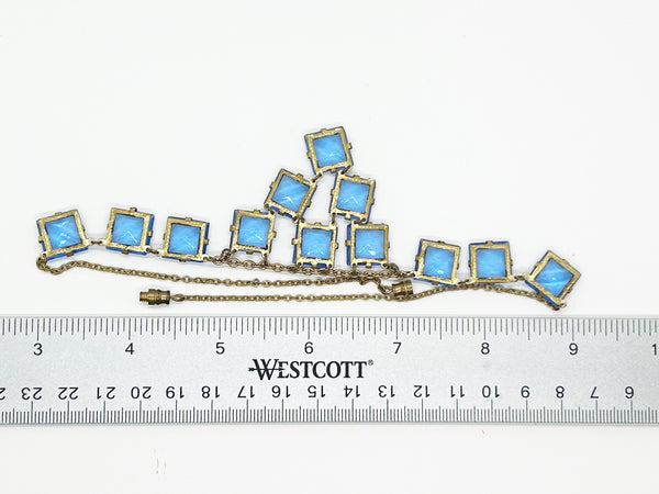 Stunning Art Deco Necklace of Rich Blue Squares