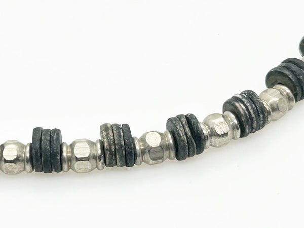 Handmade Silver and Black Beads Industrial Style Necklace