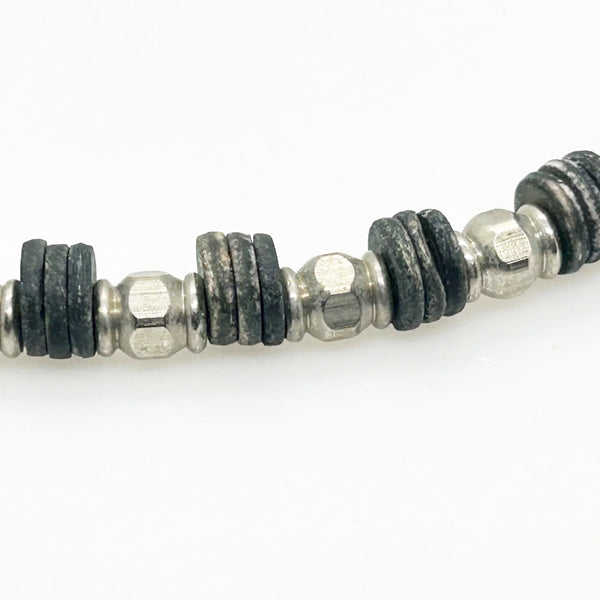 Handmade Silver and Black Beads Industrial Style Necklace