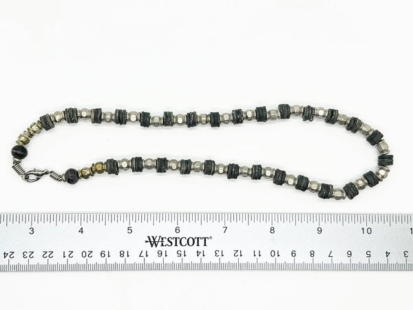 Handmade Silver and Black Beads Industrial Style Necklace