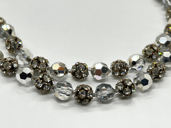 Absolutely Stunning Silvery Faceted Beads Double Strand Necklace