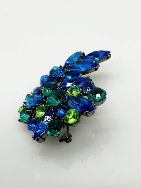 lue, Aqua and Green Stones Brooch