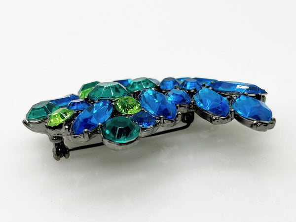 lue, Aqua and Green Stones Brooch