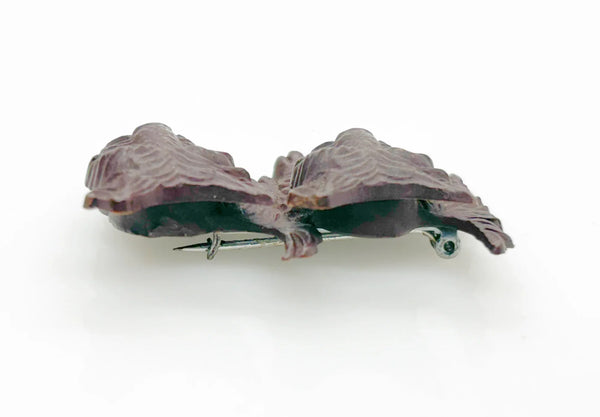 Vintage Czech Chocolate Brown Celluloid Scottie Dogs Brooch