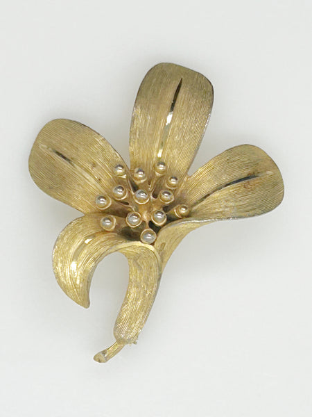 Vintage BSK Golden Lily Brooch