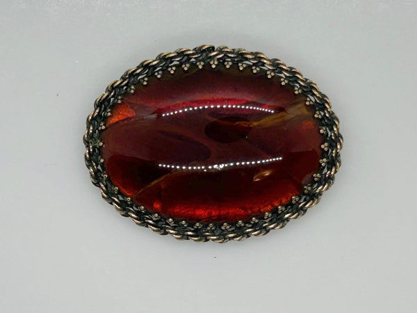 Vintage Large Hattie Carnegie Oval Faux Tortoise Brooch