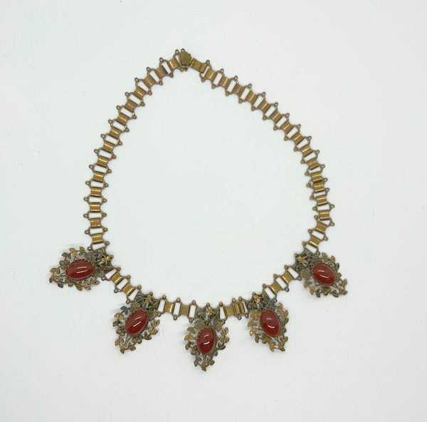 Victorian Revival Necklace with Carnelian Colored Stones