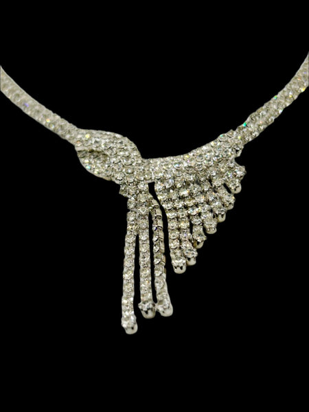 Vintage Cascading Deco Rhinestone Necklace