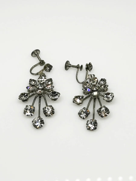 Vintage Fiery Bright Rhinestone Chandelier Drop Earrings