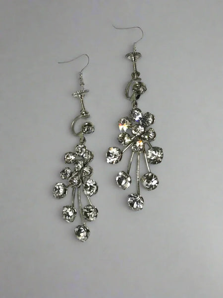 Vintage Fiery Bright Rhinestone Chandelier Drop Earrings