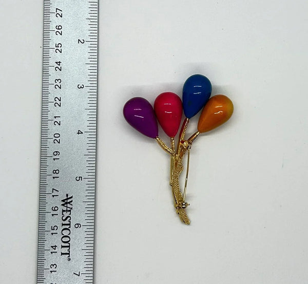 Cheerful Colorful Balloon Bouquet Brooch - Lamoree’s Vintage