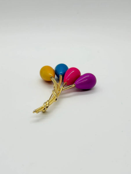 Cheerful Colorful Balloon Bouquet Brooch - Lamoree’s Vintage