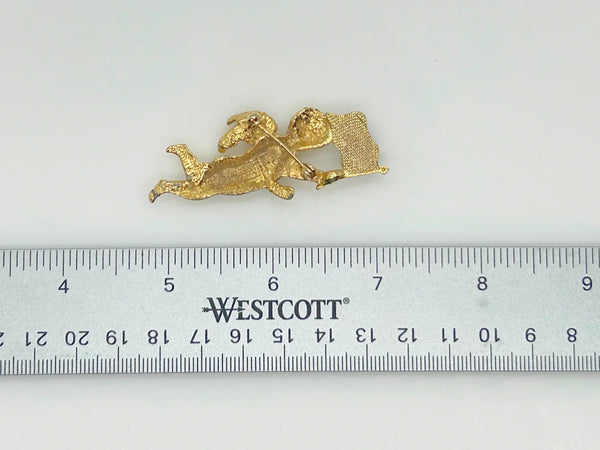 Vintage Cherub Angel with American Flag Brooch