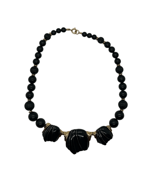 Chic Black and Gold Trifari Necklace - Lamoree’s Vintage