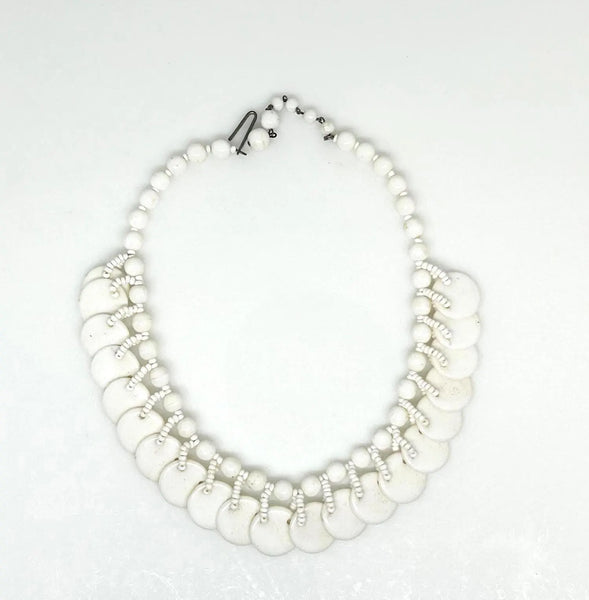 Vintage Milk Glass Beaded Necklace From Germany