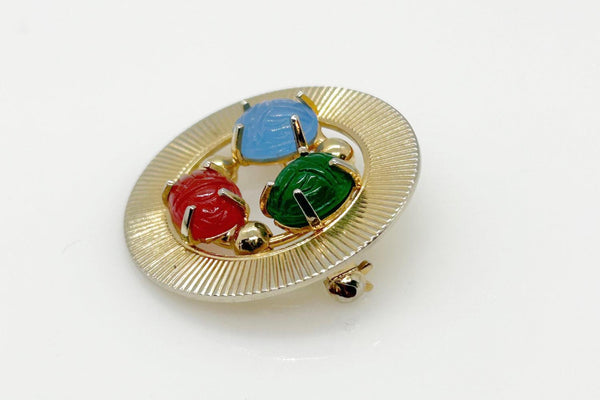 1950s Circular Egyptian Revival Scarab Brooch