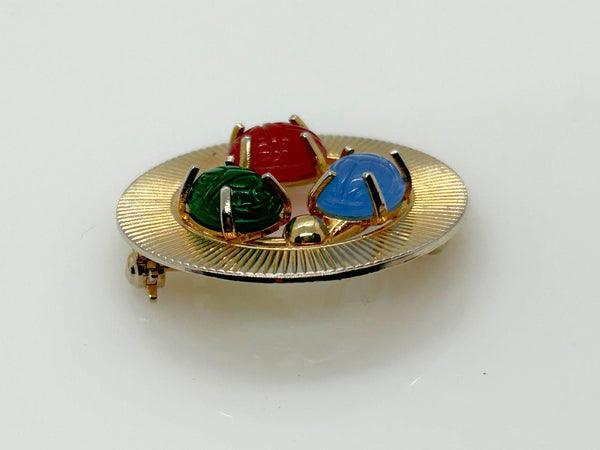 1950s Circular Egyptian Revival Scarab Brooch