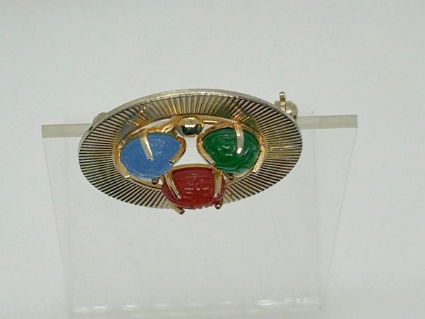 1950s Circular Egyptian Revival Scarab Brooch