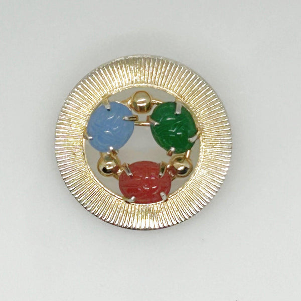 1950s Circular Egyptian Revival Scarab Brooch