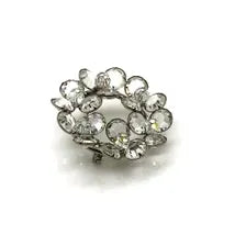 Mid-Century Clear Crystal Cluster Wreath Pin & Matching Clip Earrings Set