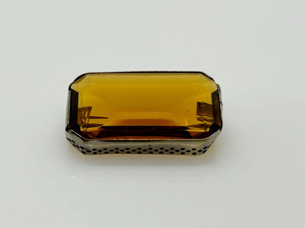 Citrine Colored Rectangular Art Deco Bar Brooch