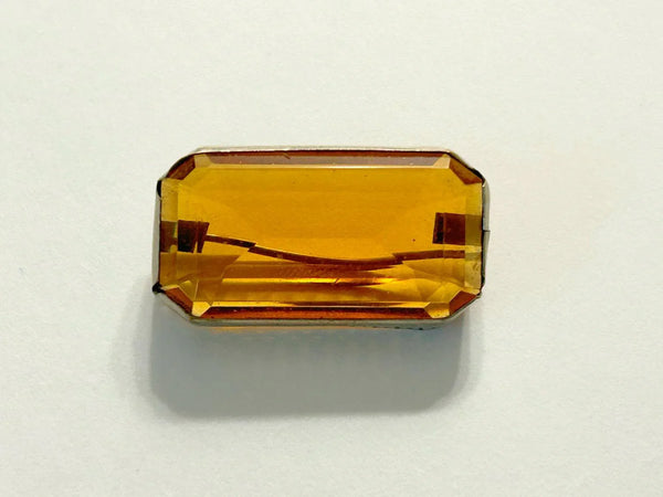 Citrine Colored Rectangular Art Deco Bar Brooch - Lamoree’s Vintage
