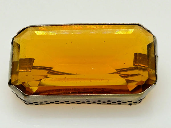 Citrine Colored Rectangular Art Deco Bar Brooch