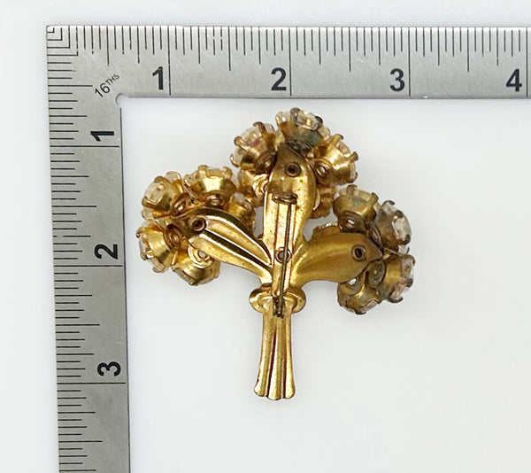 Vintage Bouquet Brooch with Sparkling Clear Stones