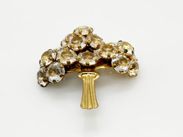 Vintage Bouquet Brooch with Sparkling Clear Stones