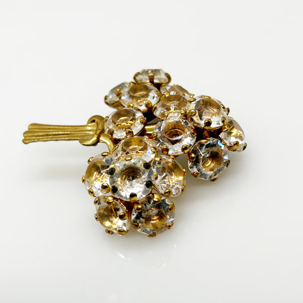 Vintage Bouquet Brooch with Sparkling Clear Stones