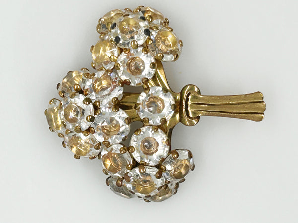 Vintage Bouquet Brooch with Sparkling Clear Stones