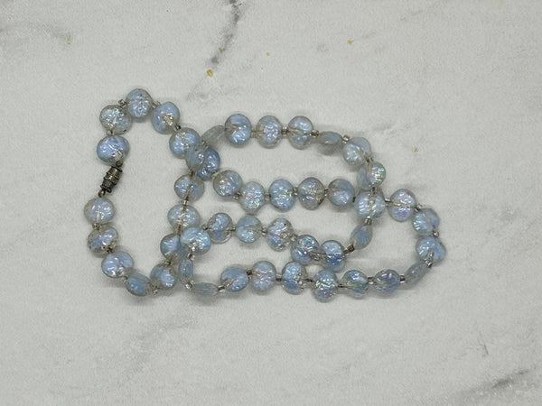 Clear and Pale Blue Gray Bead Necklace - Lamoree’s Vintage