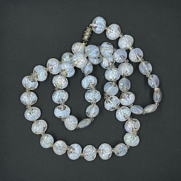 Clear and Pale Blue Gray Bead Necklace - Lamoree’s Vintage