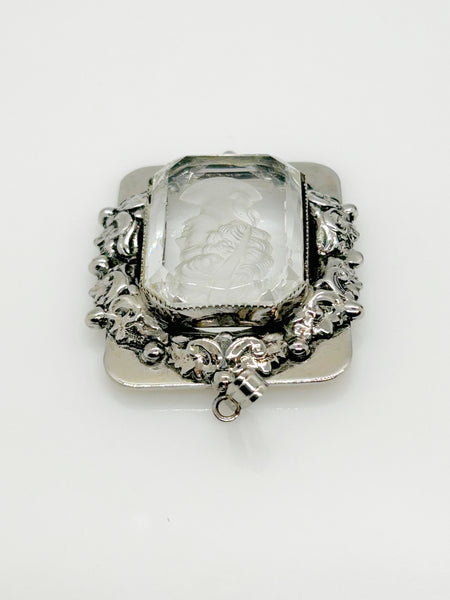 Dramatic Vintage Clear Intaglio Cameo Pendant