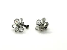 Mid-Century Clear Crystal Cluster Wreath Pin & Matching Clip Earrings Set