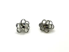Mid-Century Clear Crystal Cluster Wreath Pin & Matching Clip Earrings Set