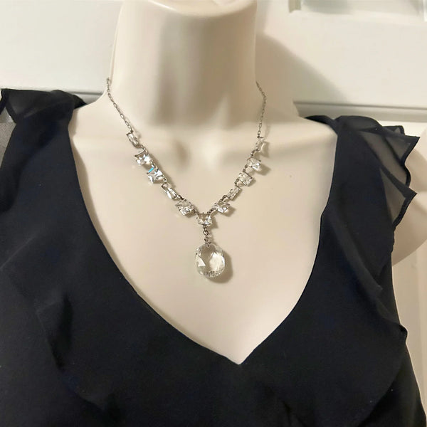 Magnificent Sterling and Crystal Crystal Drop Necklace