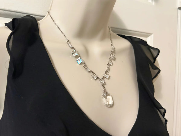 Magnificent Sterling and Crystal Crystal Drop Necklace
