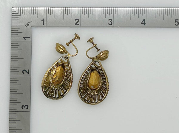 Exotic Clip On Vintage Egyptian Style Drop Earrings