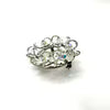 Mid-Century Clear Crystal Cluster Wreath Pin & Matching Clip Earrings Set