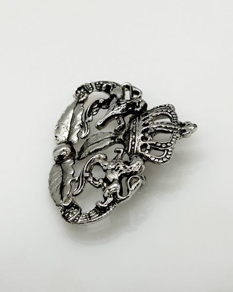 Vintage Silver Tone Coro Coat of Arms Brooch