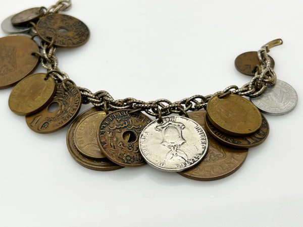 Vintage Foreign Coins Bracelet from 1950-1960s