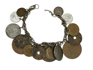 Vintage Foreign Coins Bracelet from 1950-1960s