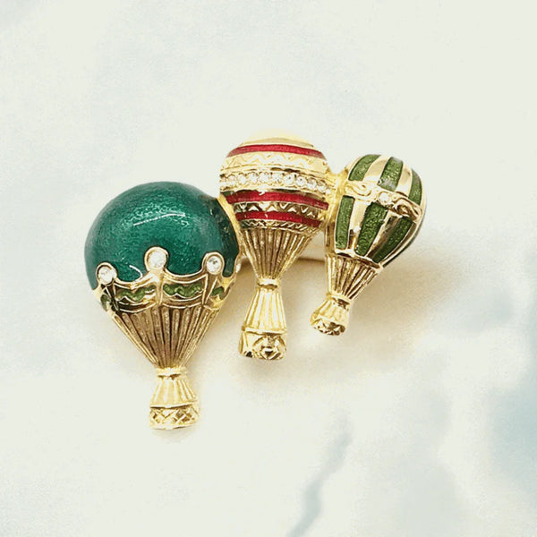 Colorful Vintage Hot Air Balloon Brooch by Bob Mackie - Lamoree’s Vintage