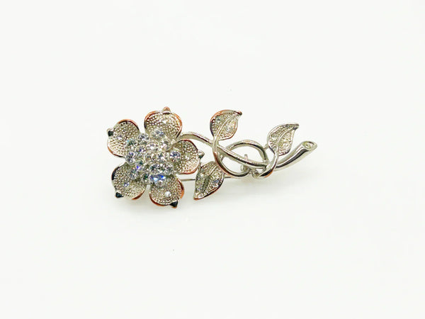 Vintage Floral Brooch with Texture and Glitter