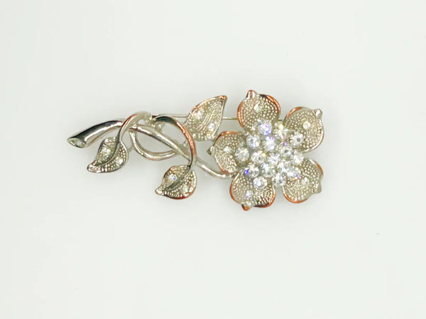 Vintage Floral Brooch with Texture and Glitter