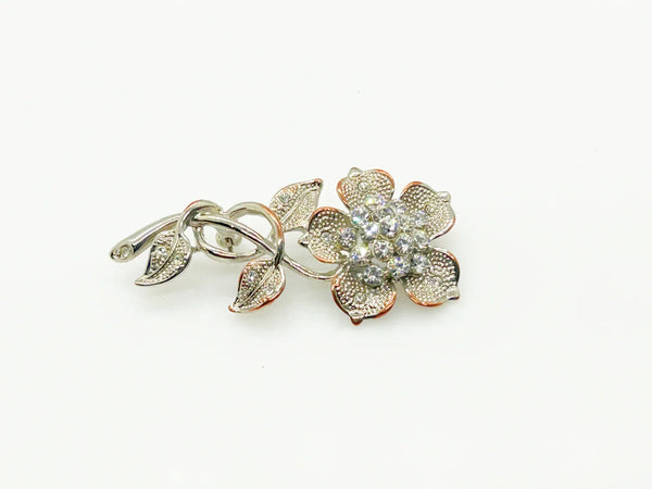 Vintage Floral Brooch with Texture and Glitter
