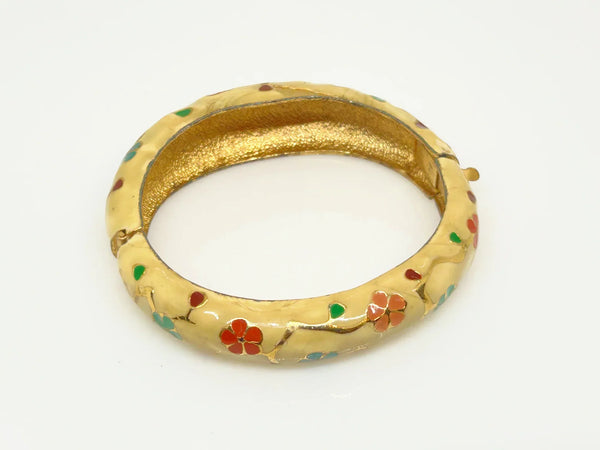 Vintage Enameled Floral Bangle Bracelet