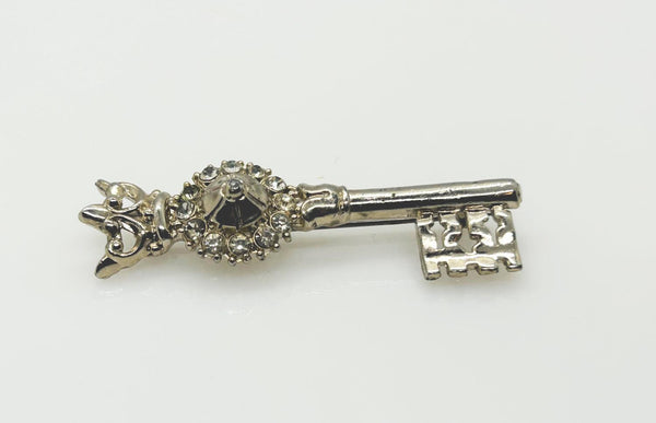 Regal Vintage Rhinestone Crowned Key Brooch - Lamoree’s Vintage